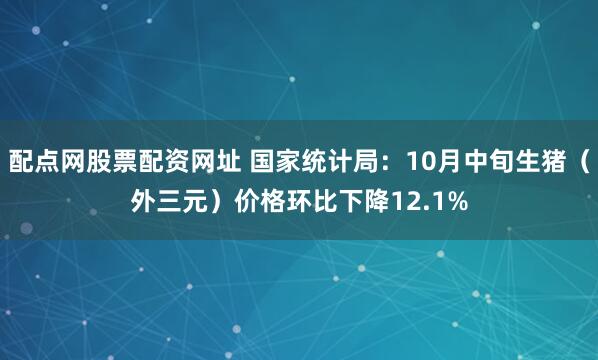 配点网股票配资网址 国家统计局：10月中旬生猪（外三元）价格环比下降12.1%